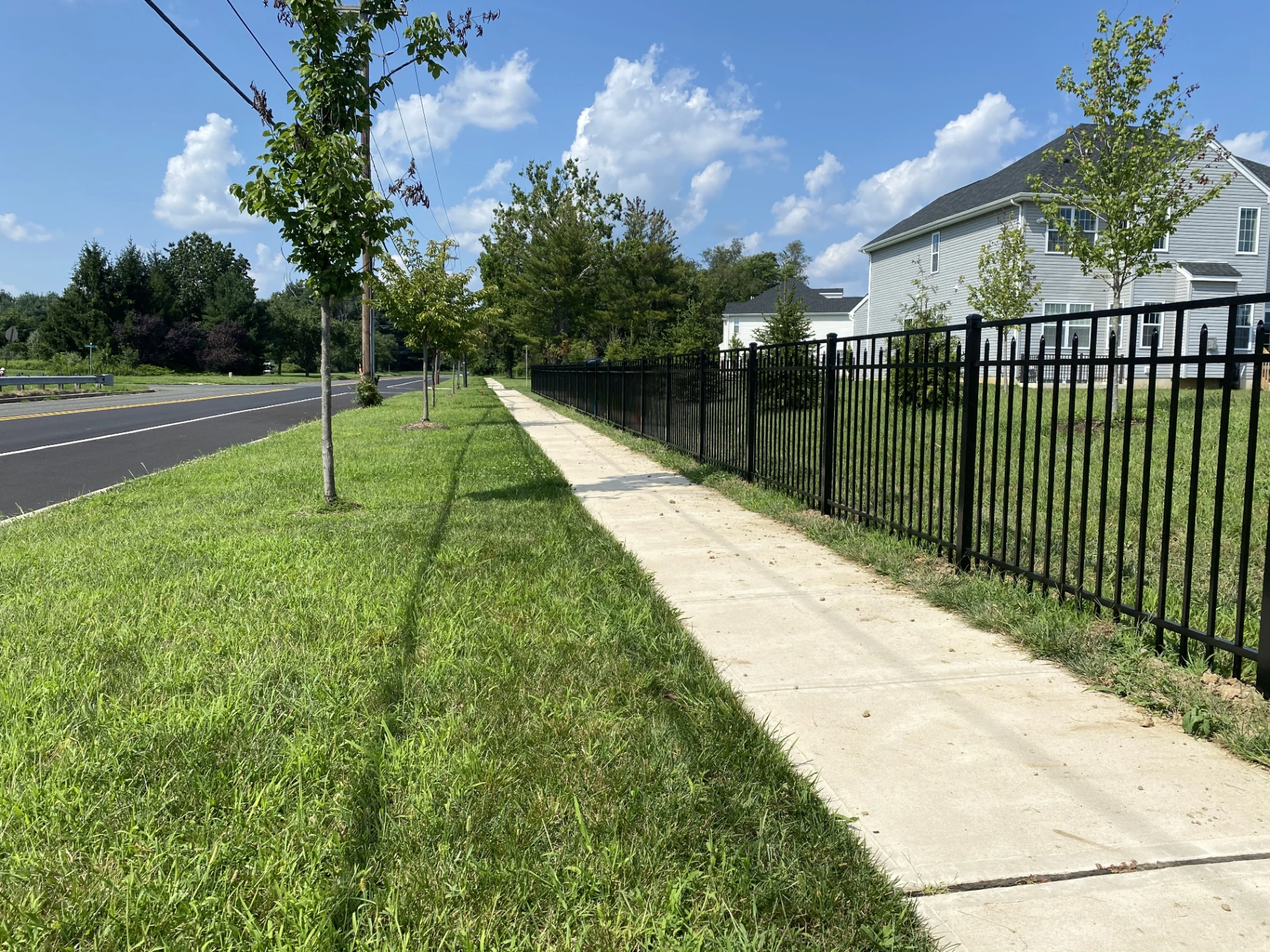 Black aluminum spear-top fence along a residential property in New Jersey by Fred's Fence