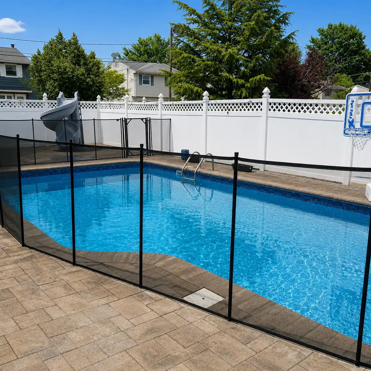 Black Pool Mesh Safety Fence Installation