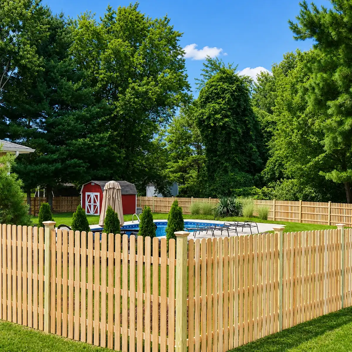 Wood Pool Code Fence — Backyard Pool Enclosure