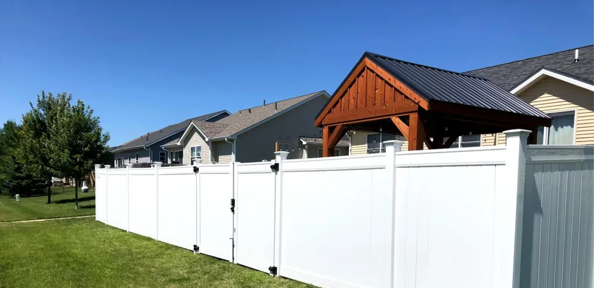White Vinyl Privacy Fence with Walk Gate